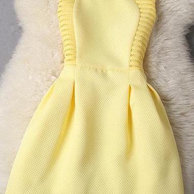 A Line Sleeveless Yellow Dress