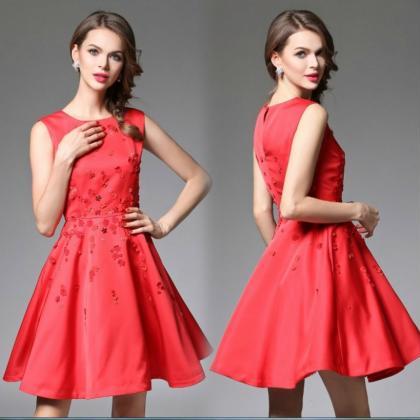 Red Beaded Sleeveless Party Evening Ball Gown Dress on Luulla