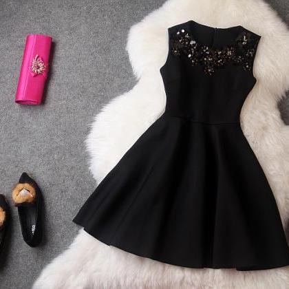 Black Beaded Sleeveless Dress