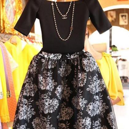 Vintage Style Black And White Two Pieces Organza..