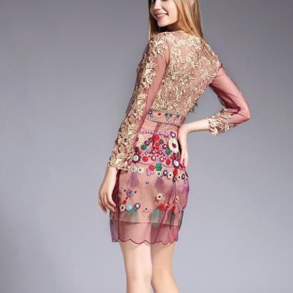 Luxury Lace Embroidered Vintage Dress
