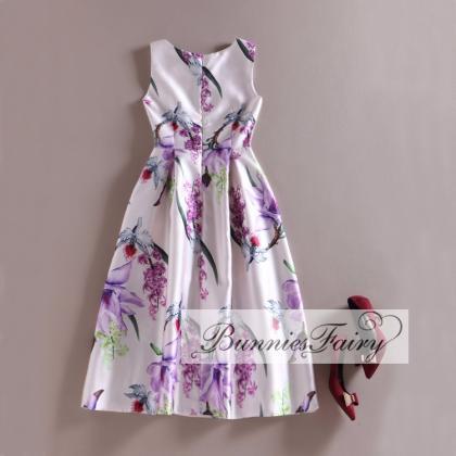 Retro Floral Sleeveless Party Dress