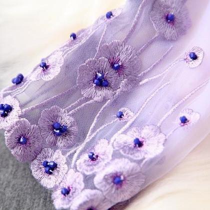 Lavender Beaded Lace And Chiffon Event Dress
