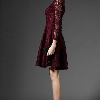 Purple High Quality Lace Ball Gown Mandarin Collar..