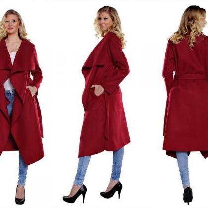Women's Simple Ruffled Trench Coat ..