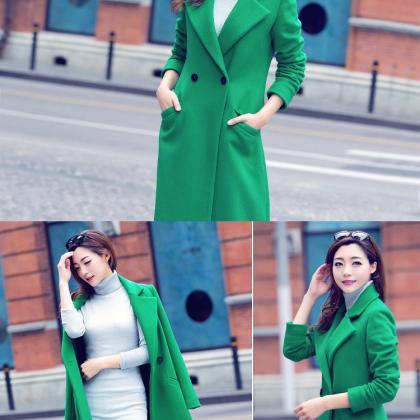 Classy Slim Long Woolen Coat For Women
