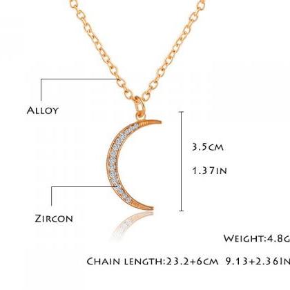 Crystal Moon Charmed Necklace In Silver And Gold