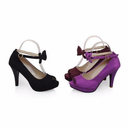 Ankle Strap Peep Toe High Heel Sandals With Bow