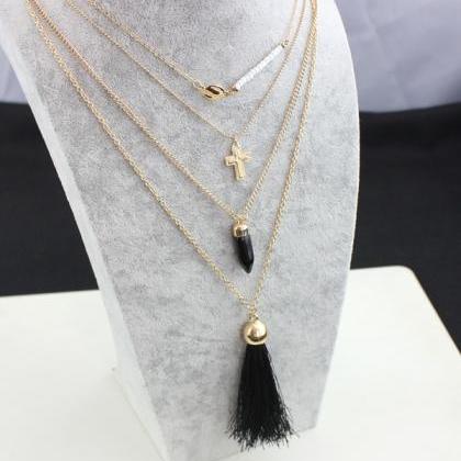 Tassel Gold Layered Necklace