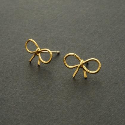 Cute Bow Stud Earrings In Gold Silver And Rose..