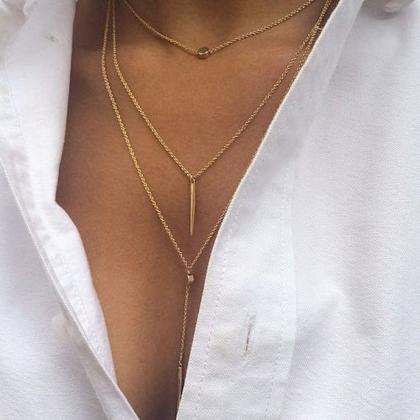 Multi Layer Bar Necklace in Gold