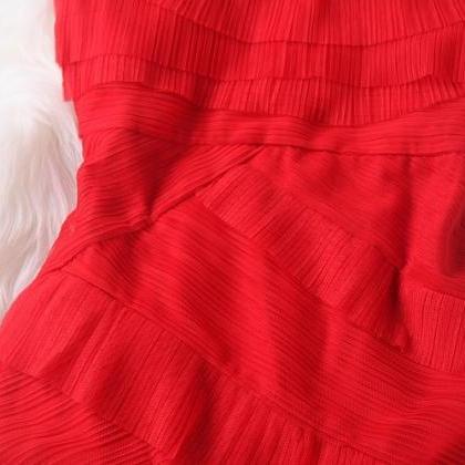 Red Sleeveless Body Con Party Dress