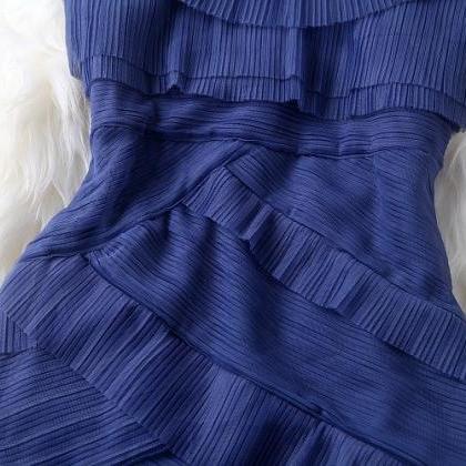 Blue Body Con Sleeveless Party Dress