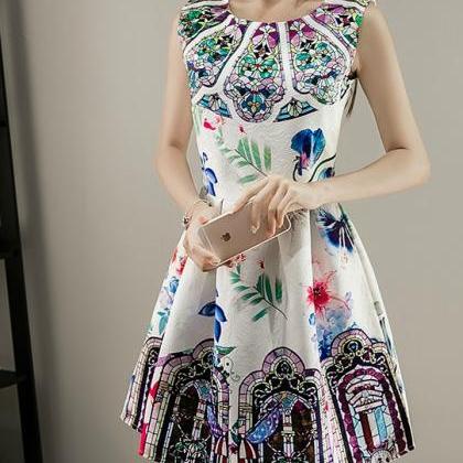 Beautiful Sleeveless Printed Short Summer Dress