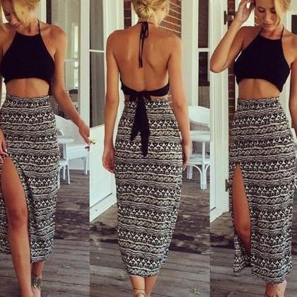 Two Piece Top And Skirt Dress Set