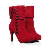 Sexy Red Rivets High Heel Platform Boots