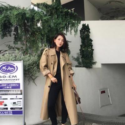 Chic Turn Down Collar High Quality Women's Trench Coat with Belt