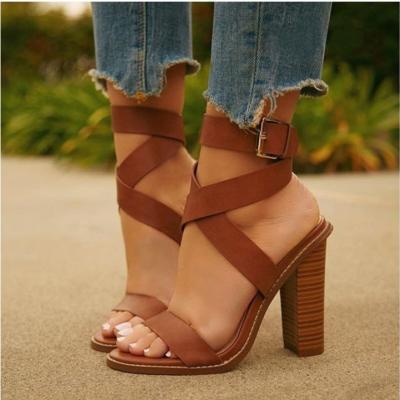 Strappy Brown high heels Chic Gladiator Sandals