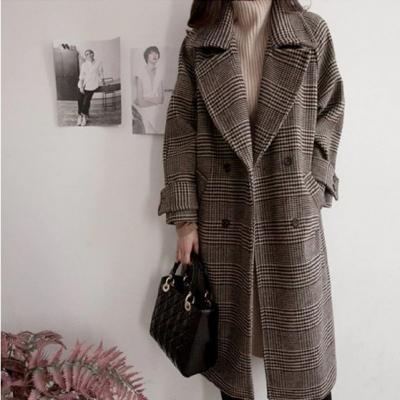 Chic Plaid Double Breasted Women's Coat