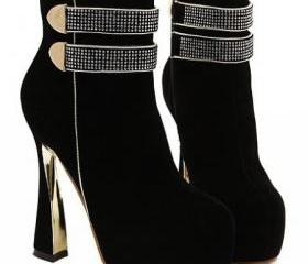 rhinestone high heel boots