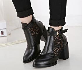 pointed toe black heeled boots