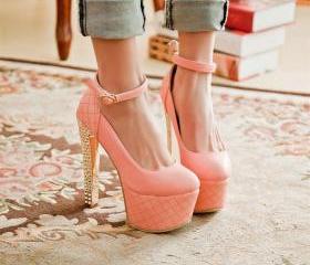 Gorgeous Pink Ankle Strap High Heels Shoes on Luulla