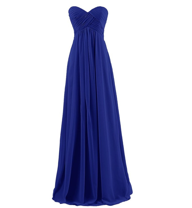 Off Shoulder Strapless Goddess Chiffon Long Dress In Navy Blue And Grey