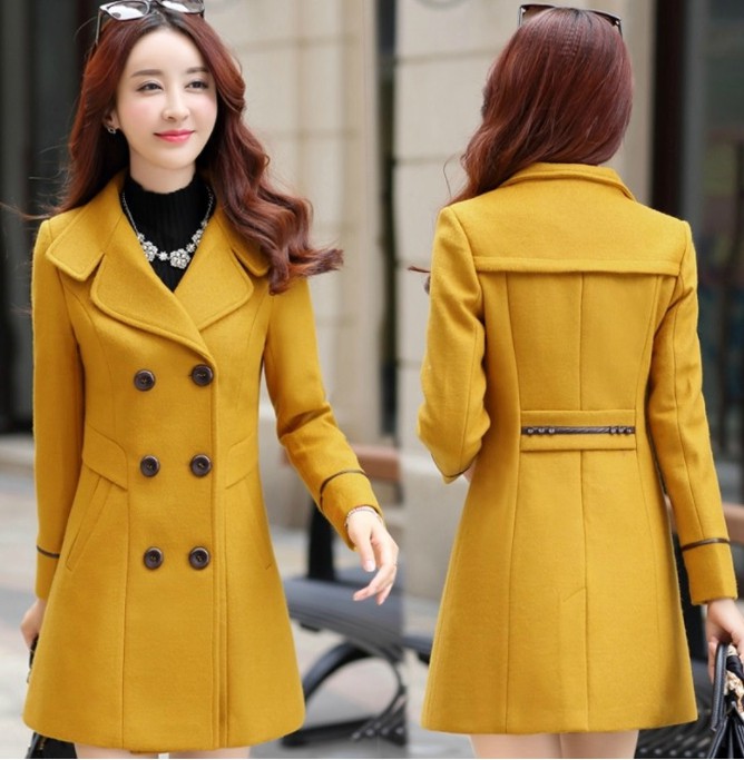 Classy Autumn And Winter Double Breasted Woolen Coat