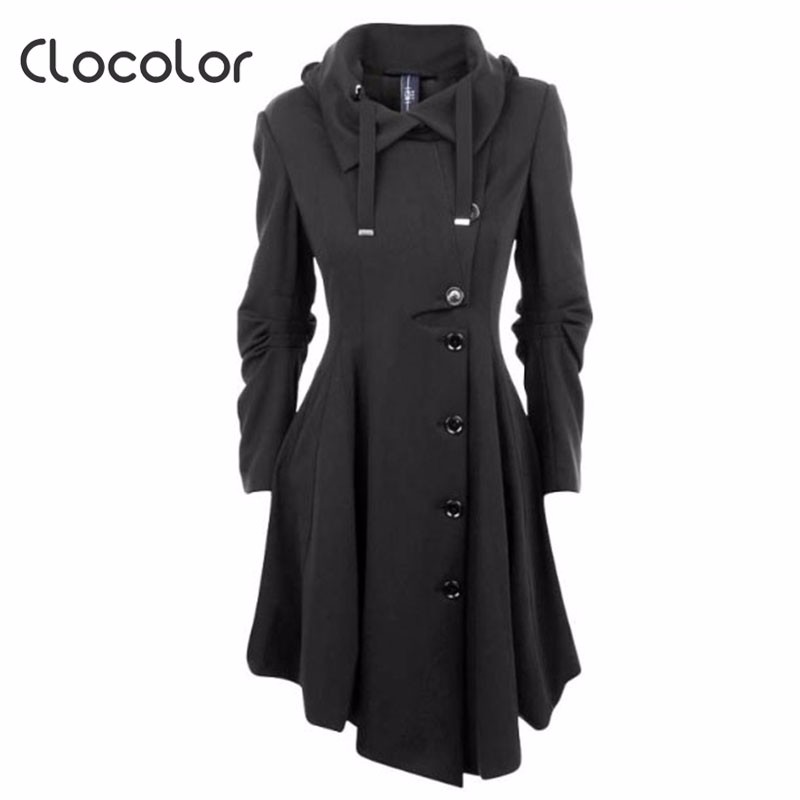 Asymmetric Black Stand Collar Warm Winter Coat