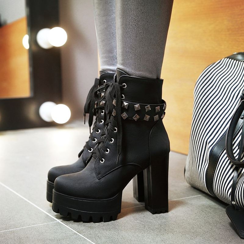 Studded Black And Brown Fashion Boots on Luulla