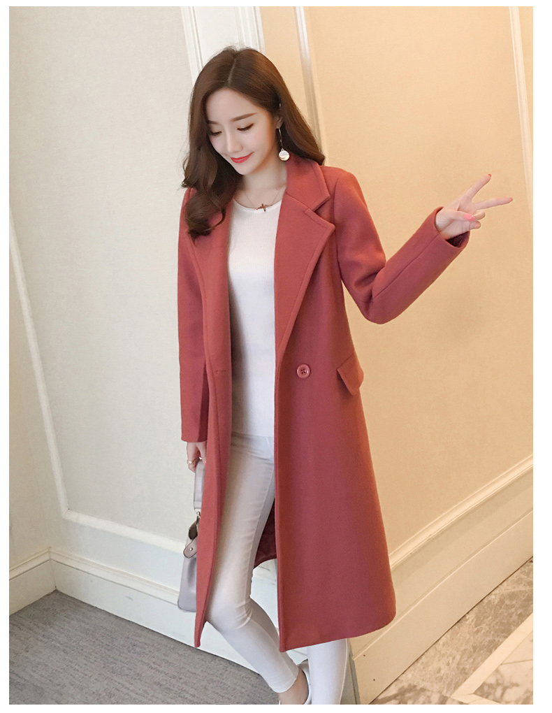 Classy Red Autumn And Winter Woolen Coat