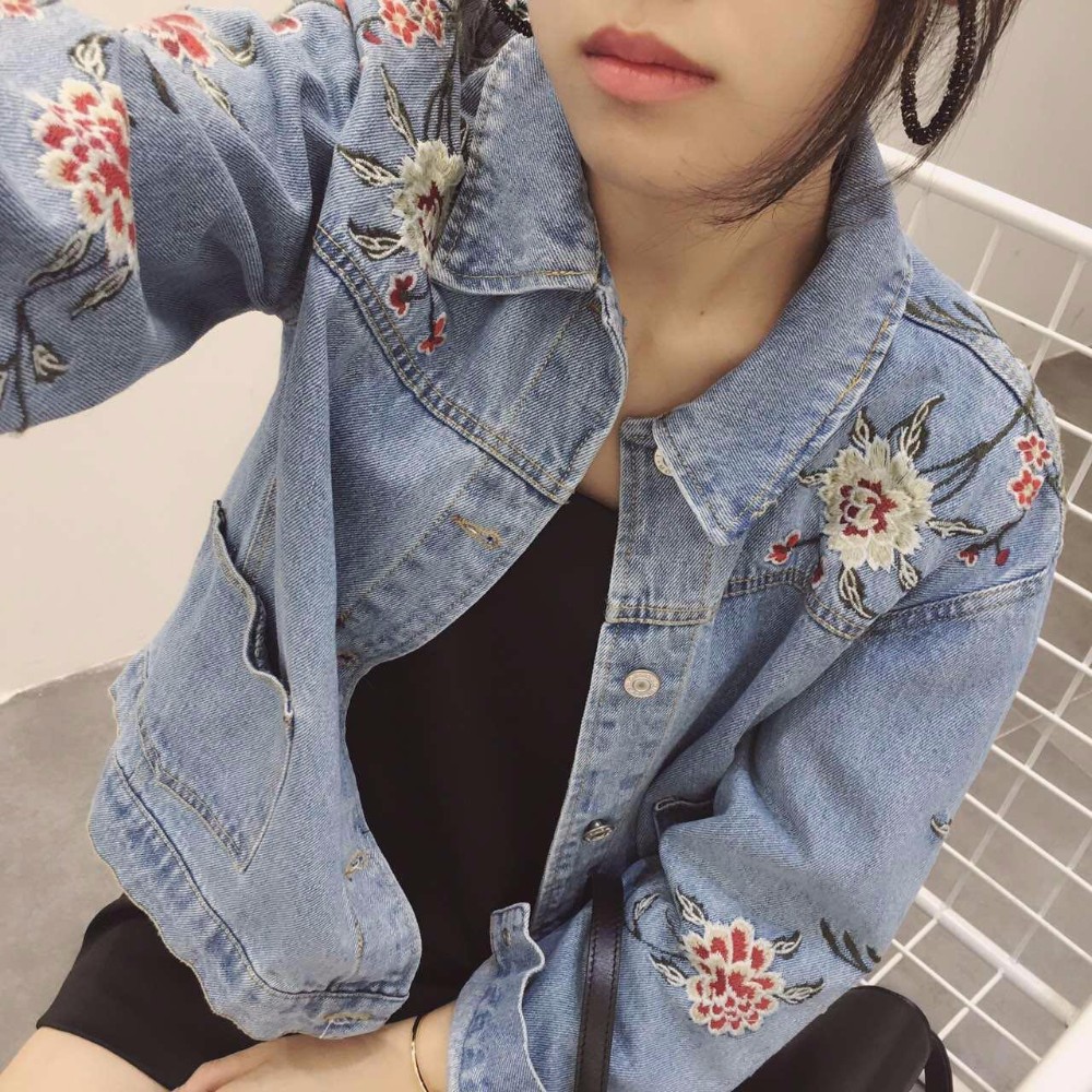 Vintage Floral Oversized Denim Jacket