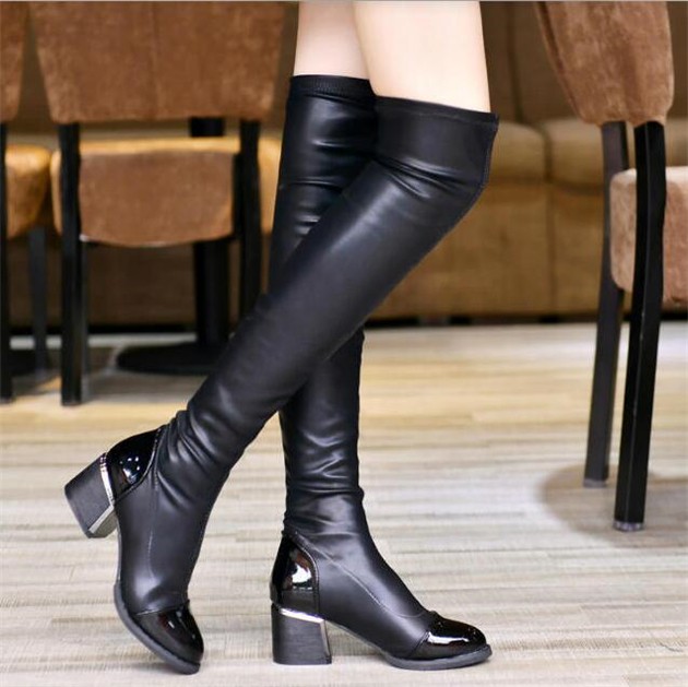 Over The Knee Black Autumn And Winter Fashion Boots