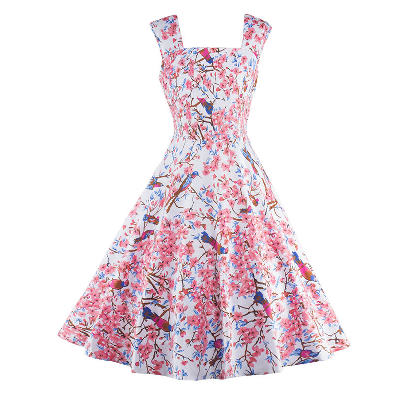 Beautiful Printed Sleeveless Vintage And Retro Party Dress