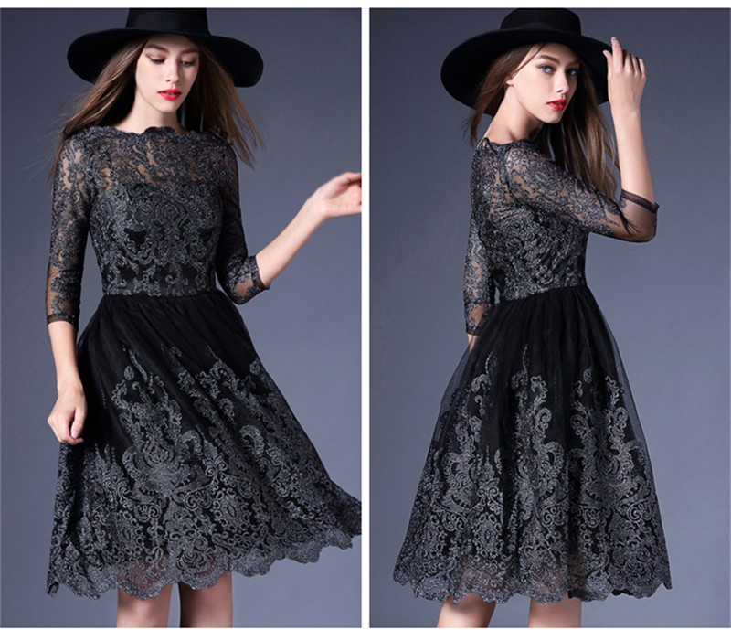 Luxury Black Lace Party Dress on Luulla