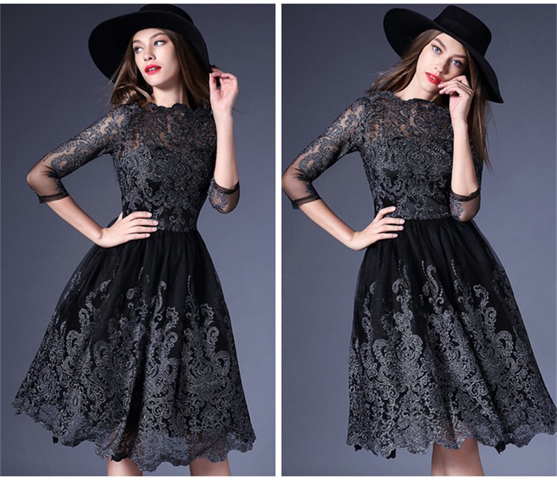 Luxury Black Lace Party Dress on Luulla