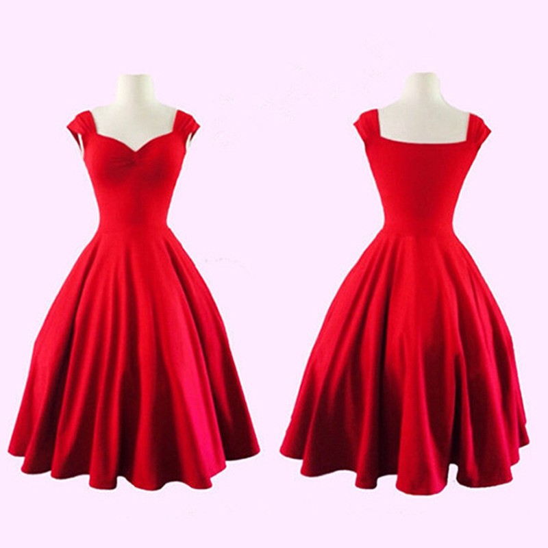 Audrey Hepburn Style Vintage Retro Dresses In Black And Red