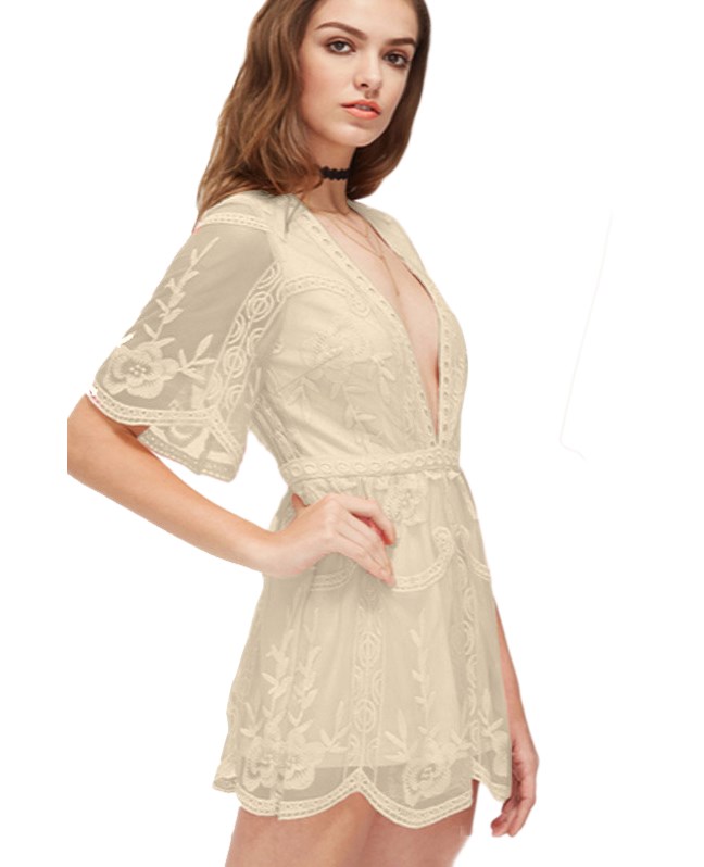 Gorgeous Deep V Neck Lace Romper On Luulla 4051