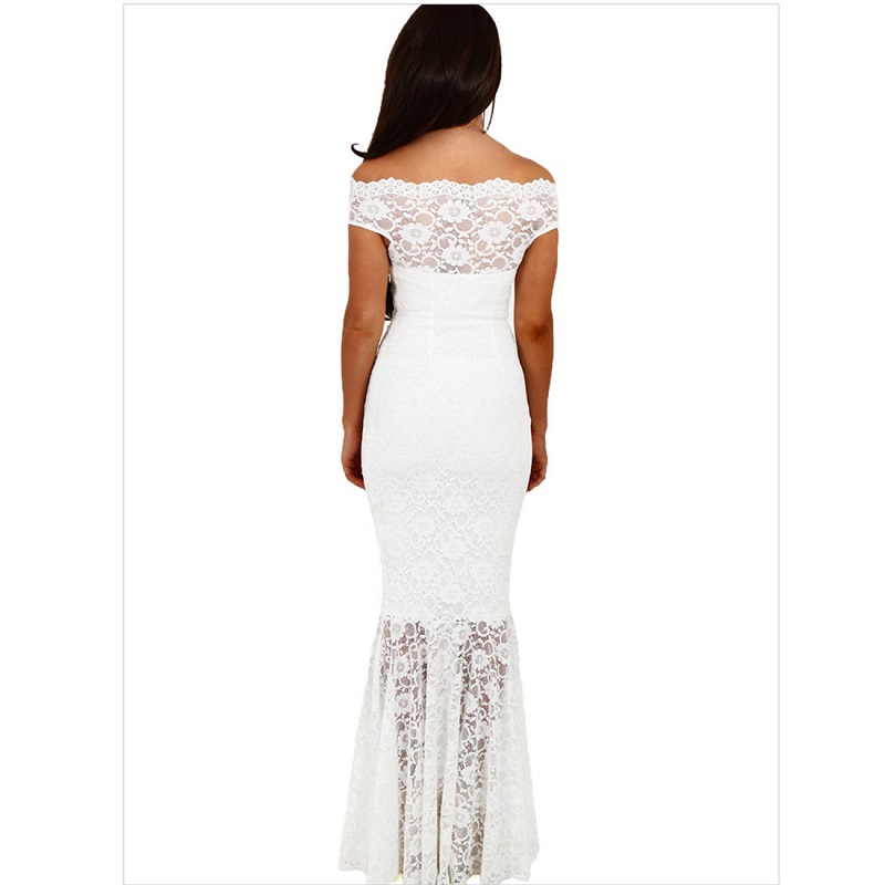 Off Shoulder Short Sleeve Long Lace Party Dress on Luulla