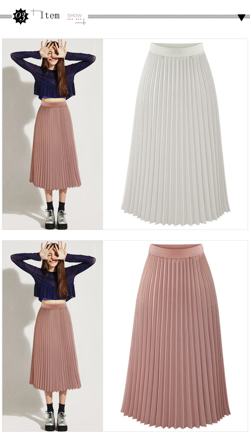 High Waist Chiffon Maxi Skirt In White Pink And Black