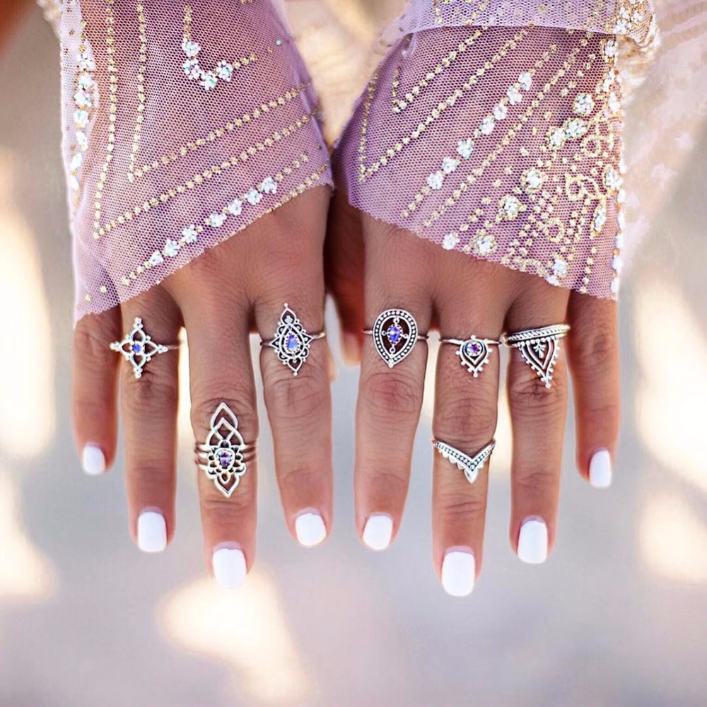 10 Pieces Bohemian Vintage Gold And Silver Tribal Rings