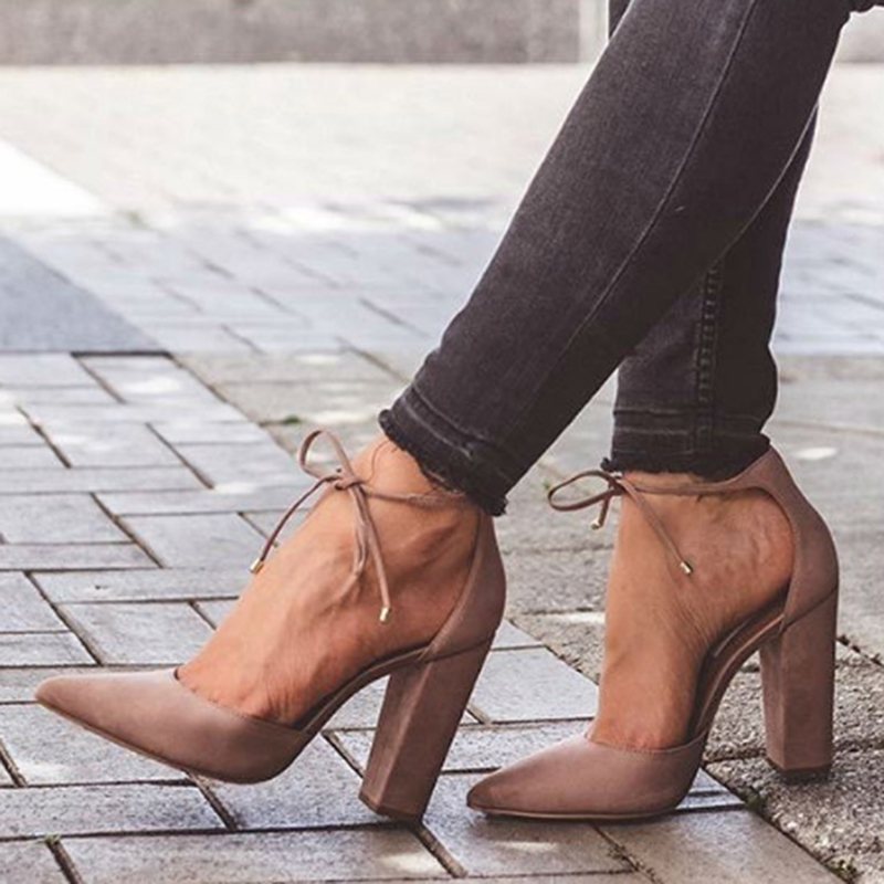 pointed toe chunky heels with ankle strap