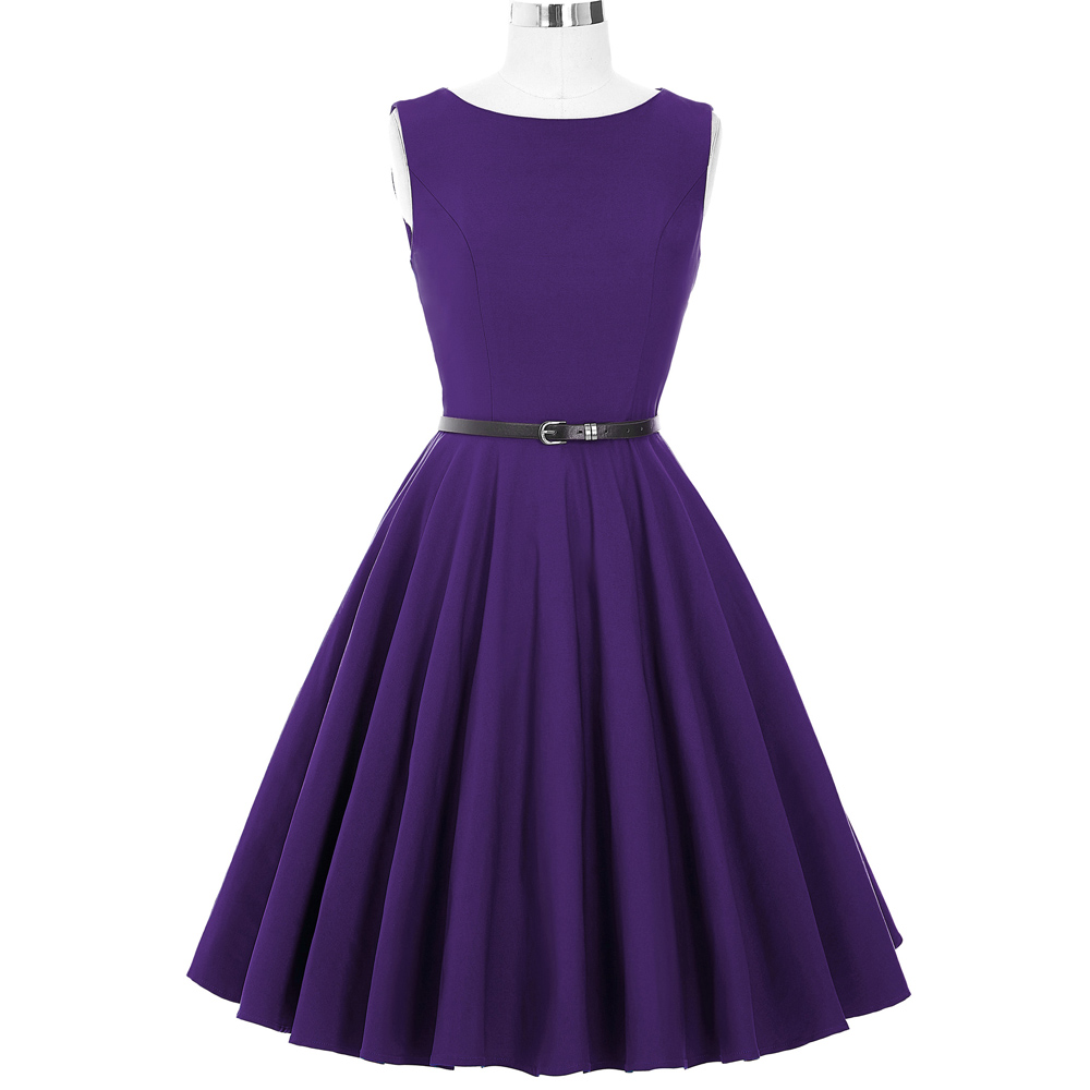 Sleeveless Purple Vintage Style Party Dress