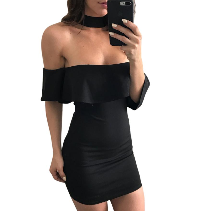 Off The Shoulder Black Bodycon Party Dress on Luulla
