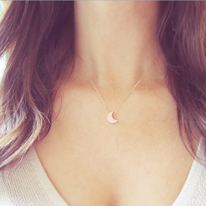 Crescent Half Moon Necklace In Silver And Gold