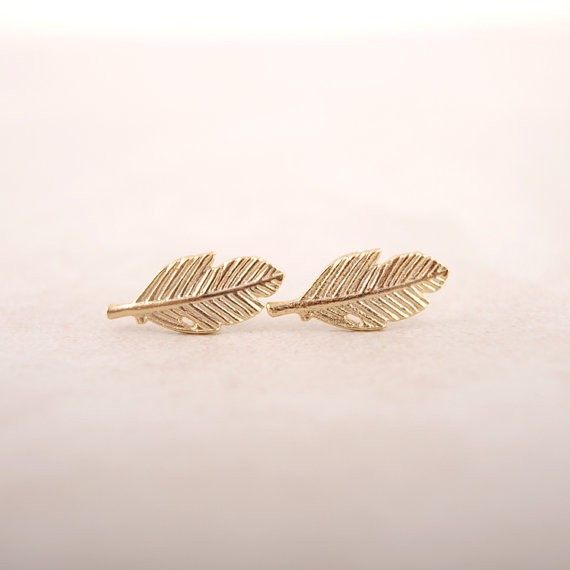 Leaf Stud Earrings In Gold, Silver Or Rose Gold, Jewelry