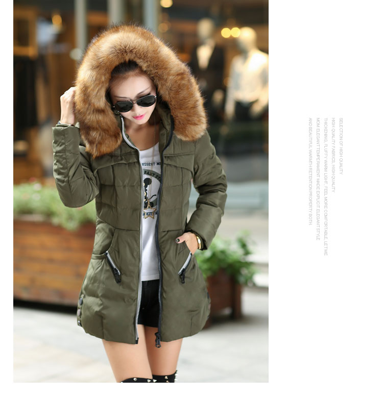 Faux Fur Army Green Warm Winter Coat on Luulla