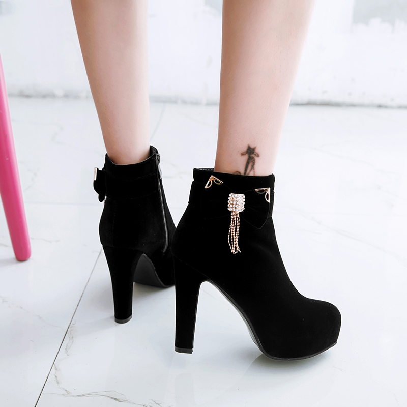 Side Zip High Heels Platform Ankle Boots on Luulla