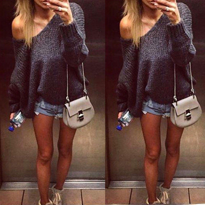 V Neck Loose Knitted Cardigan Outwear Long Sleeve Pullover Sweater
