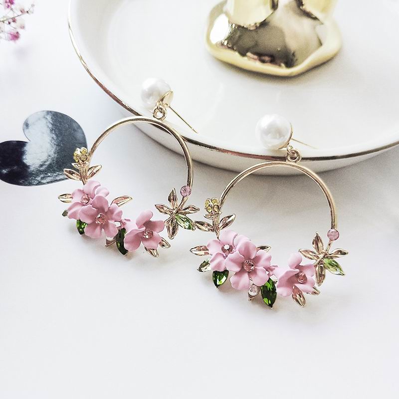 Summer Elegant Big Circle Flower Drop Earrings For Women
